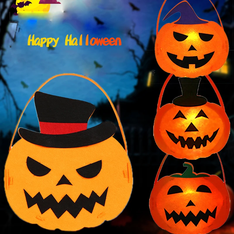 

1 Set Halloween Non-woven Children's Portable Cartoon Pumpkin Lantern Lantern Kindergarten Handmade Diy Material Package
