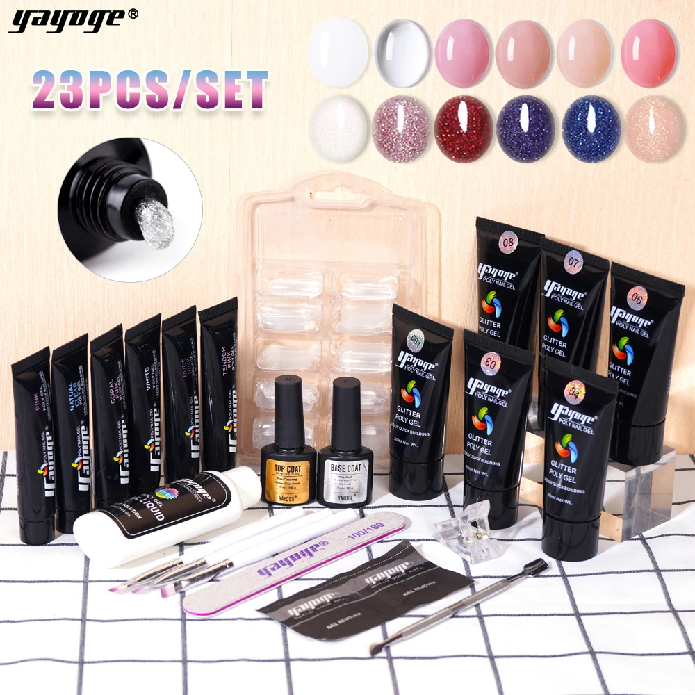 

Yayoge Extend Builder Poly Nail Gel Kit Set Nail Quick Extension UV LED Hard Gel Acrylic Builder Gel With Nail Lamp