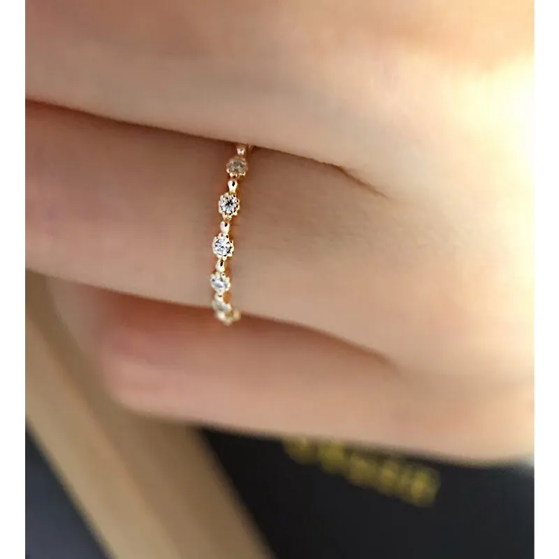 Милые женские хрусталь белый камень кольцо 100% реальные 925 пробы серебро Золотое