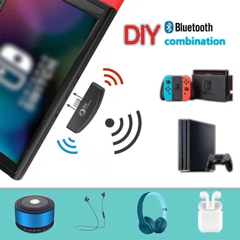 Беспроводной bluetooth адаптер аудио USB передатчик для консоли Nintendo Switch/Switch lite /PS4 /PS3 /PC