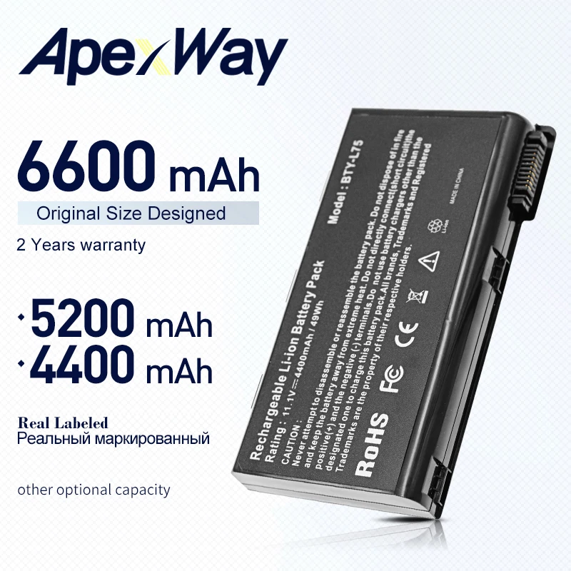 Аккумулятор ApexWay для ноутбука MSI 91NMS17LD4SU1 91NMS17LF6SU1 957-173XXP-101 957-173XXP-102 BTY-L74 BTY-L75 MS-1682