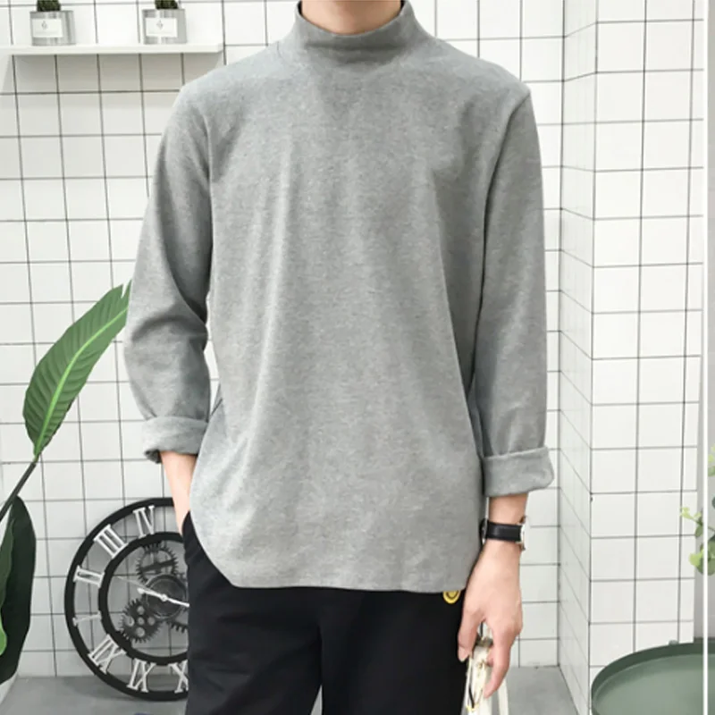 

Spring Autumn New Korean Fashion Men T Shirts Solid Colors Slim Fit Long Sleeve Cotton O-Neck Tee Shirt Men 4XL 5XL