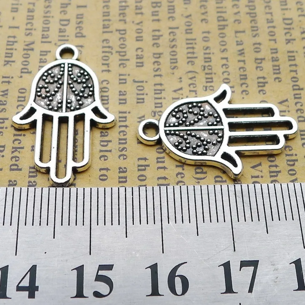 

150pcs Hamasa Hand Charms 16mm x 25mm DIY Jewelry Making Pendant antique silver color