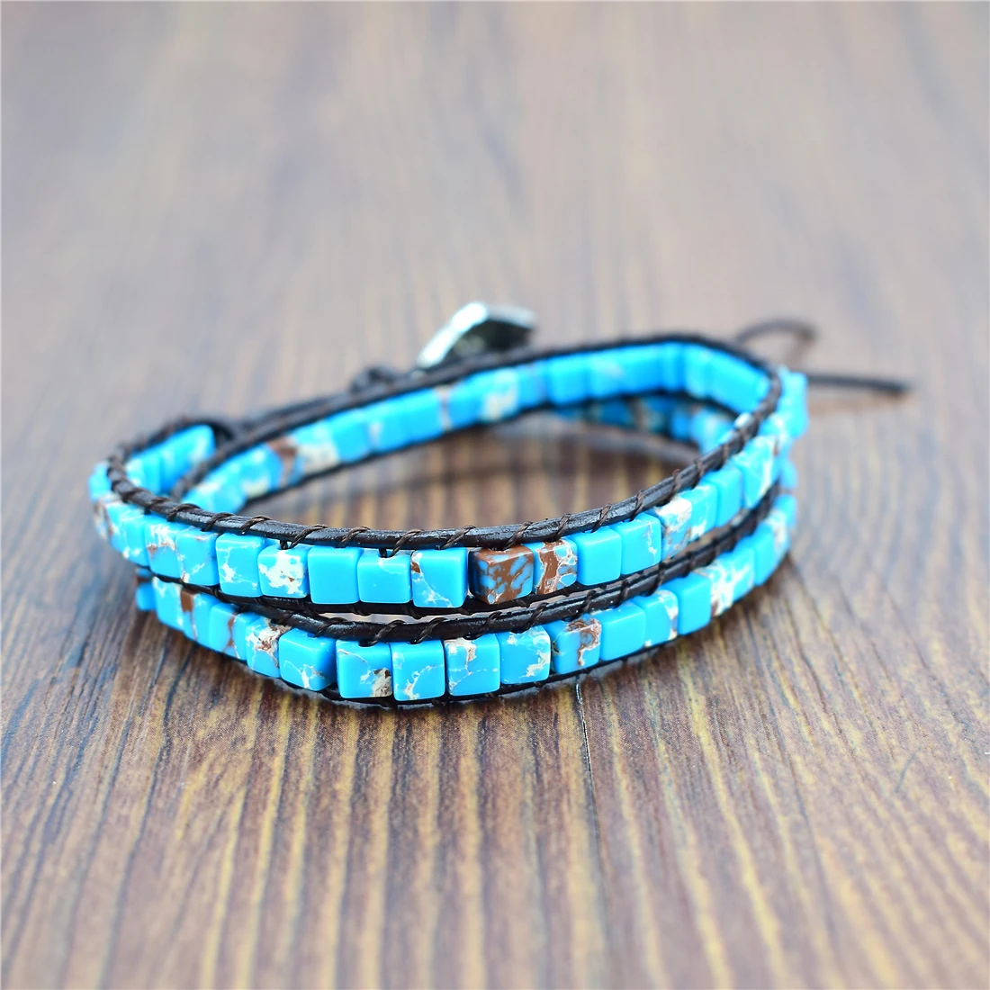 Новое поступление богемный Браслет из натурального камня одинарный кожаный