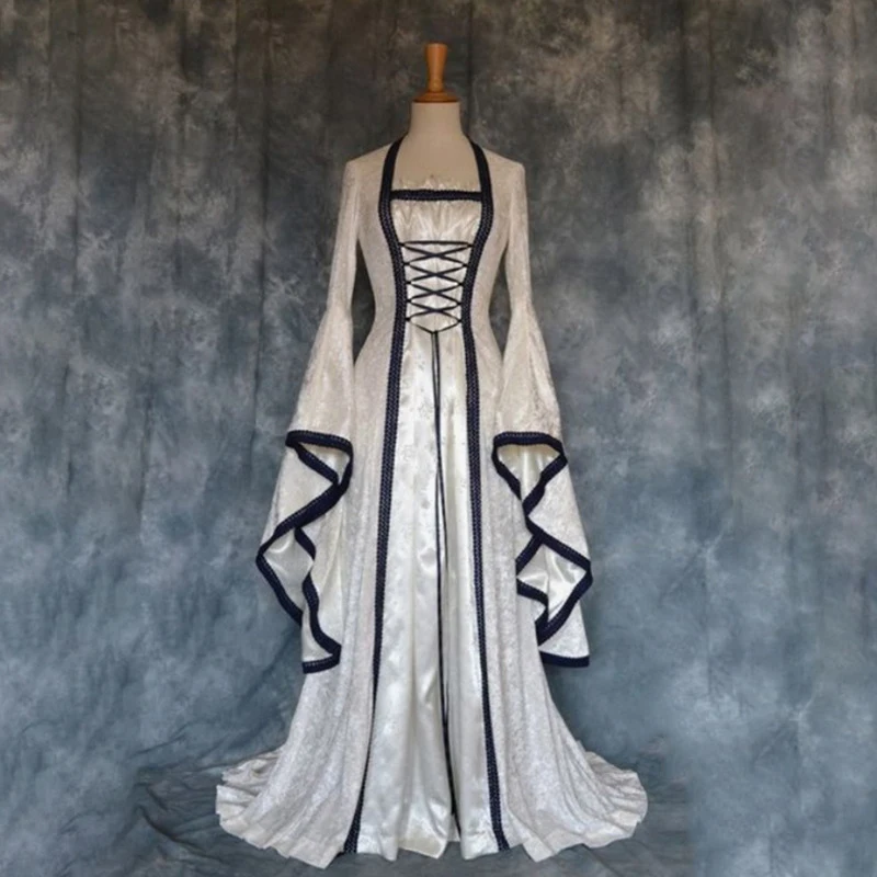 Женское платье с рукавами-фонариками длинное винтажное в стиле ретро