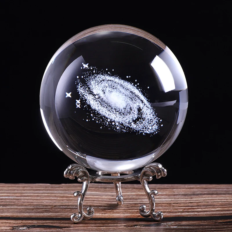60/80/100 мм 3D лазерной гравировкой Galaxy хрустальный шар Миниатюрная модель с