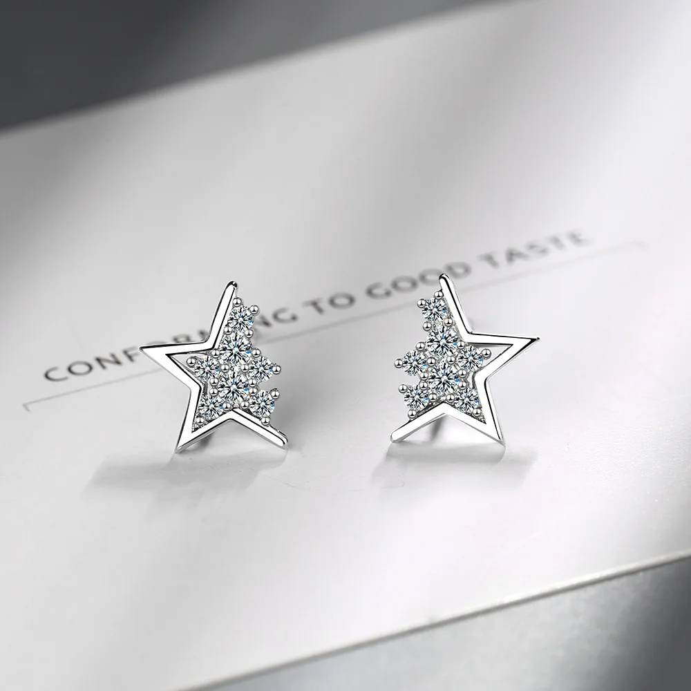 

925 Sterling Silver Piercing Star Stud Earring For Women Girls Jewelry Pendientes Accessories eh949