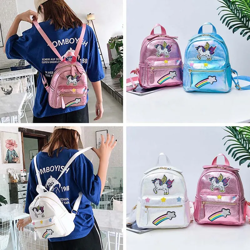 

Female Anime Laser Sequins Unicorn Holographic Backpacks School Bags For Teenage Unicorn Backpack Cartoon Girl Women Backpack