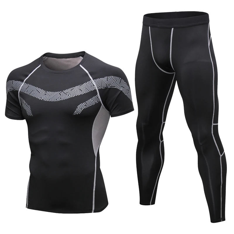 Мужской спортивный костюм для спортзала фитнеса компрессионные колготки одежда
