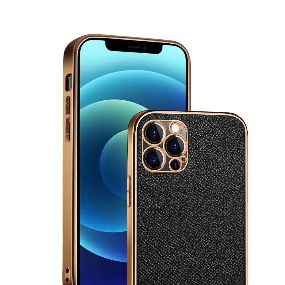 

Genuine Leather Case For iPhone 11 12 Pro MAX 12 Mini 11Pro 12Pro 12MINI Case Luxury Lens Full Protect Phone Case Back Cover