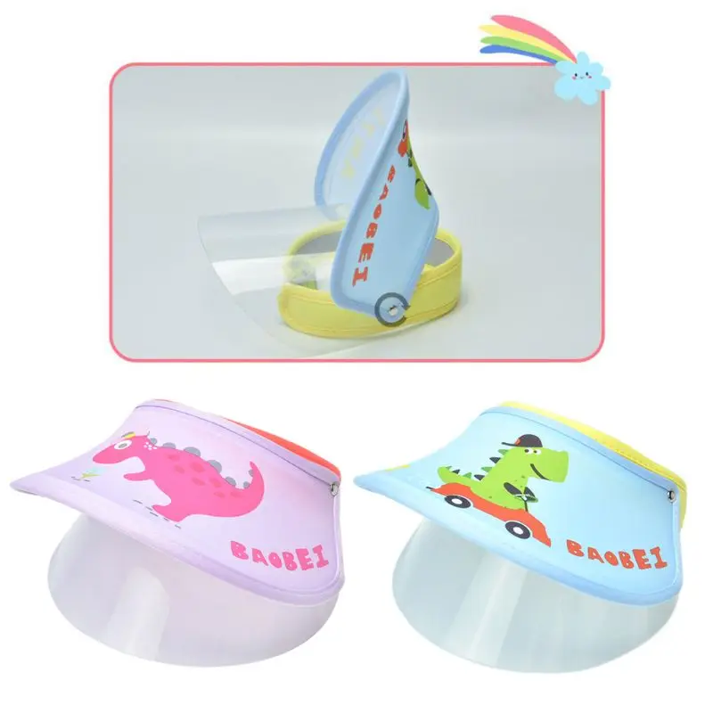 

Kids Double Visor Protective Sun Cap Clear Face Shield Cartoon Anti Saliva Hat