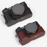 genuine real leather half protector case grip for sony alpha a7c camera