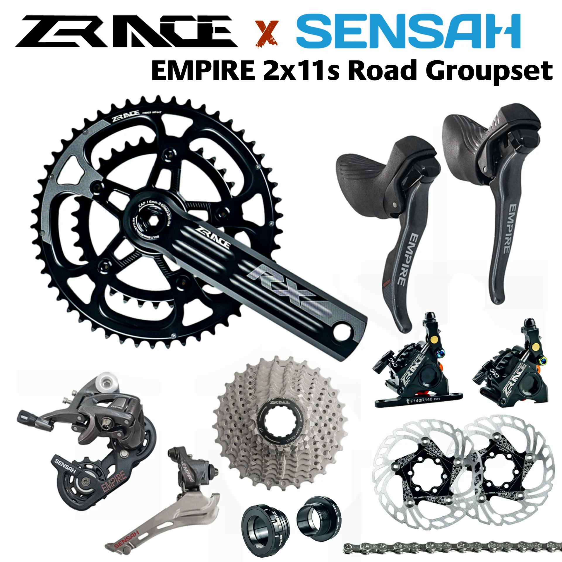 SENSAH EMPIRE + zracing Кривошип гидравлическая Дисковая тормозная кассета цепь 2x11