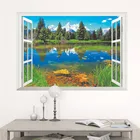 Наклейка на стену в виде Снежной Горы, леса, озера, украшение для гостиной, спальни, 3d наклейка на окно, искусство, природный пейзаж, домашние наклейки, плакат из ПВХ