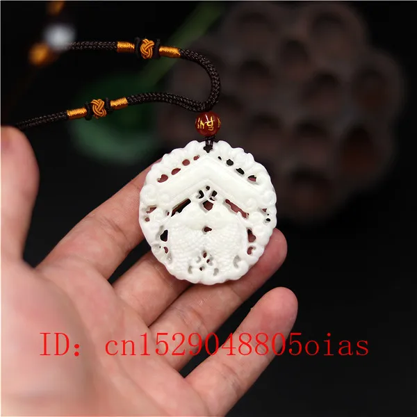 Натуральная белая китайская Нефритовая рыба подвеска ожерелье модное