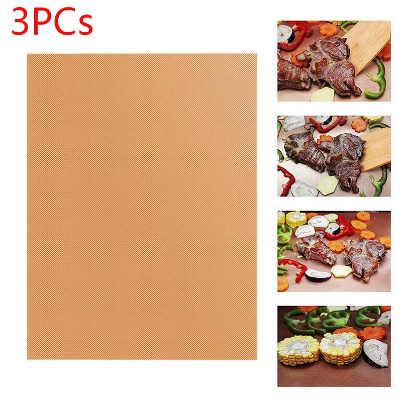 Copper 3PCs 1/2/3/5 шт коврик для барбекю гриля многоразовые антипригарное покрытие BBQ Пособия по кулинарии силиконовый коврик для выпечки простыни Фольга барбекю лайнера инструмент Кухня Пособия по кулинарии гаджет - Цвет: Copper 3PCs