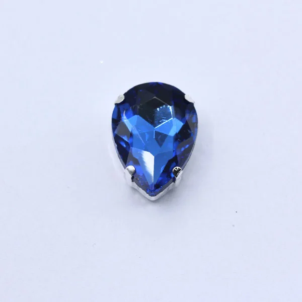 mid sapphire Все размеры каплевидные пришитые Хрустальные стеклянные каменные Стразы для шитья Серебряная основа Кнопка Ремесло обувь сумки головные уборы одежда аксессуары - Цвет: mid sapphire
