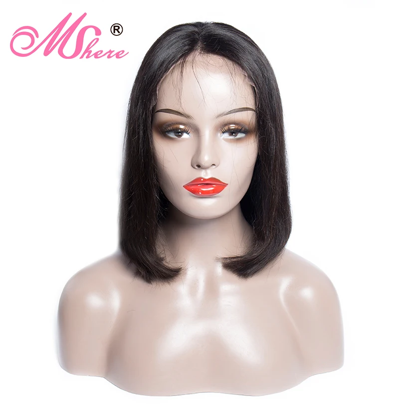 Mshare 13X4 короткий парик Боб бразильский прямой кружевной передний человеческих