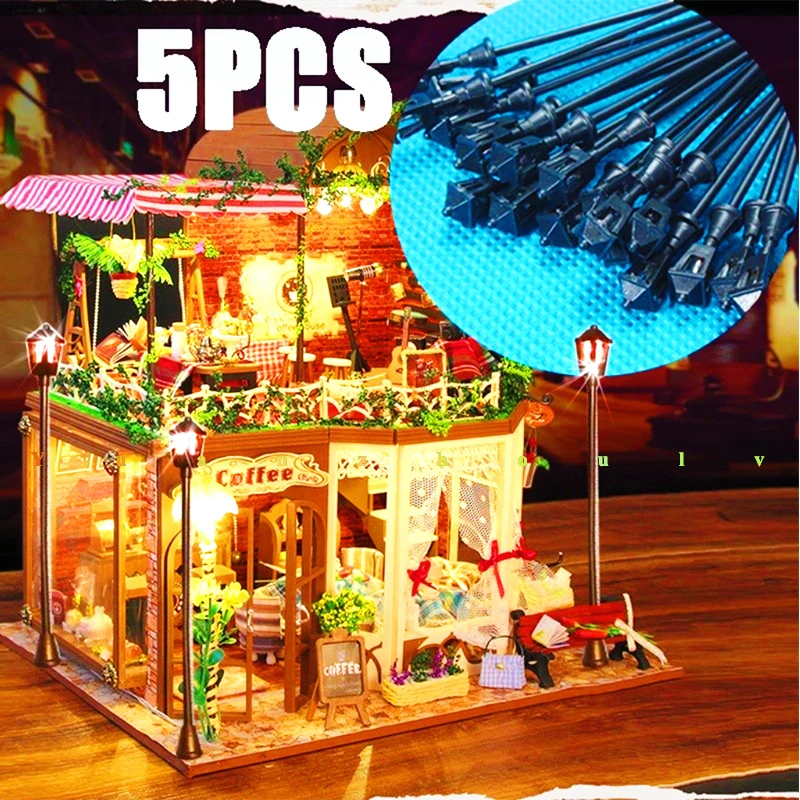 

5Pcs/Set 1:100 LED Street Lights Model Building Model Railway Train Lamp HO Scale Model Park Scenery Garden Street Decoration