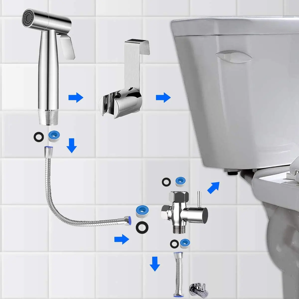 Ручной распылитель для унитаза смеситель из нержавеющей стали биде ручной