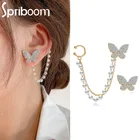 Асимметричные серьги-подвески в виде бабочек для женщин и девушек, модные жемчужные серьги в виде звезд, Луны, цепочки, корейские хрустальные бабочки, ювелирные изделия, подарки