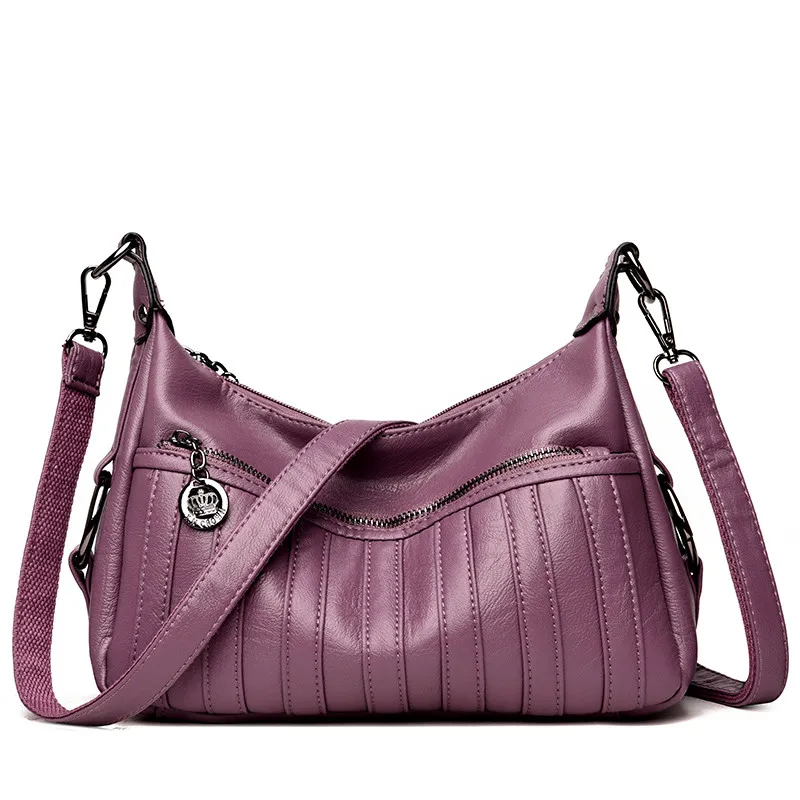 PURPLE VANDERWAH женские кожаные сумки, женские сумки-мессенджеры, дизайнерская сумка через плечо, женская сумка-тоут на плечо, летняя стильная сумка с верхней ручкой - Цвет: PURPLE