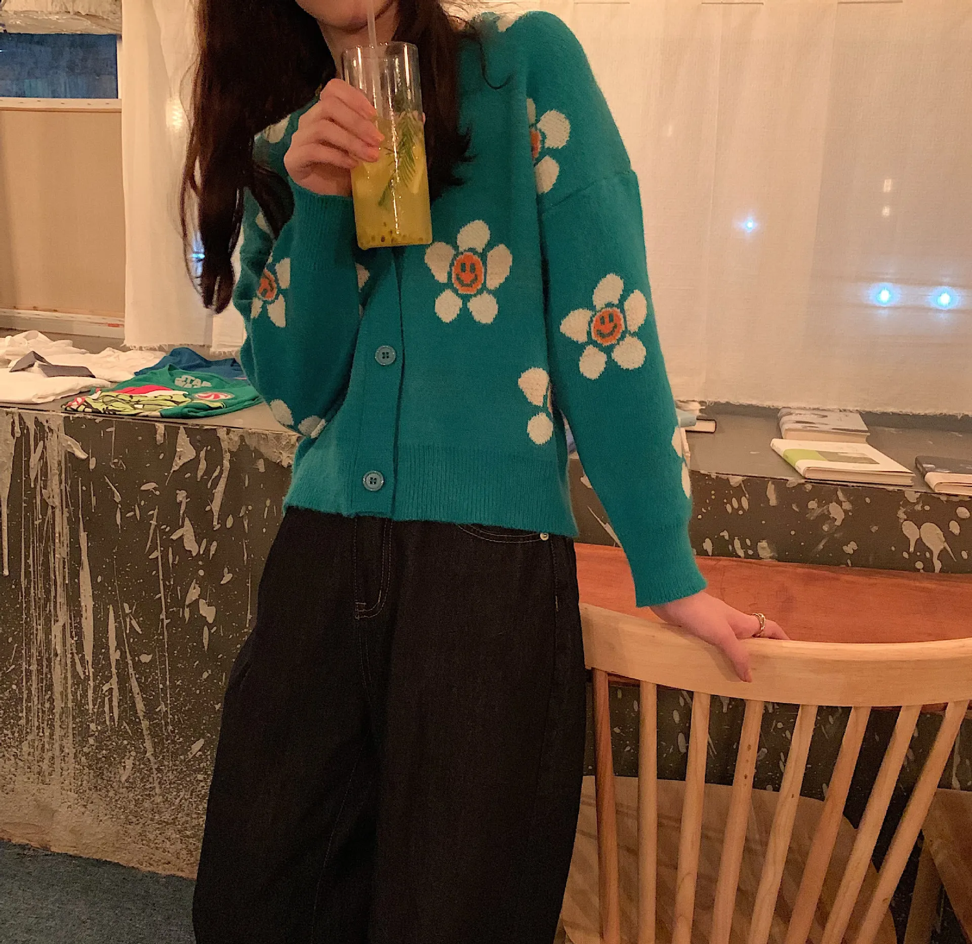 Женские кардиганы в цветочек, Модный женский свитер