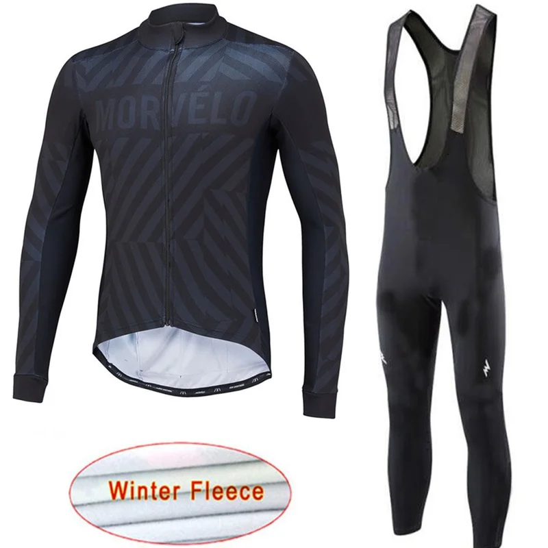 Morvelo тепловой флис мужской зимний Велоспорт Джерси Набор Ropa Ciclismo Invierno супер теплый Bkie одежда длинный 9D гелевый коврик