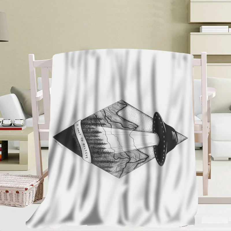 barato Personalizado Eu Quero Acreditar Cobertor Do Sofá Do Escritório Cobertor Macio Portátil Cobertor Cama Avião Viagem Adulto Casa Cobertor