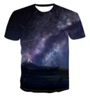 Футболка мужская свободного кроя, модная тенниска с 3D-принтом Вселенная, звездное небо, очень странные дела, повседневная майка оверсайз с коротким рукавом и круглым вырезом