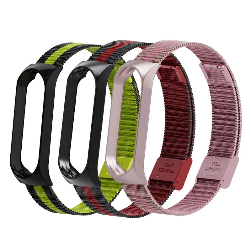 Rovtop модный браслет ремешок для Xiaomi Mi Band 3 4 MiBand металлический из нержавеющей