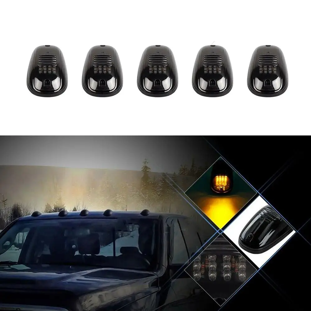 

5Pcs 12LED Smoked Cab Roof Top Marker Running Clearance Warm Light For Dodge Ram