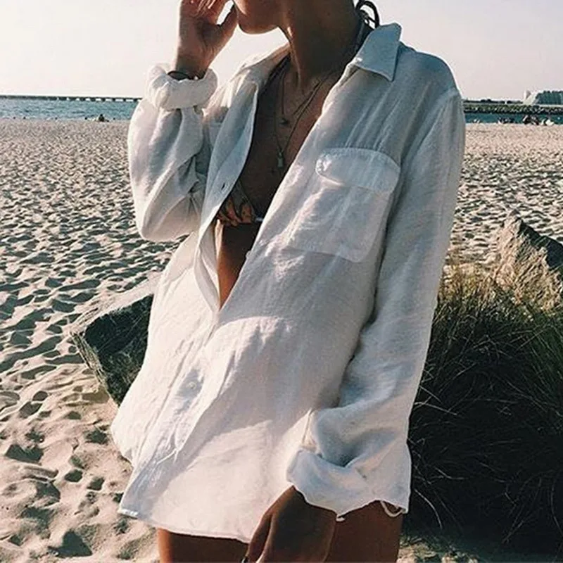 

Summer Beach Cover Up Fashion Bathing Suit Biquini Solid Cover Ups Beach Tunic Loose Swimwear Swimming Suit Saida De Praia New