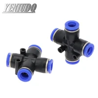 pza 4 way cross shape equal pneumatic 4mm to 12mm od hose tube push in 4 port air splitter gas connector quick fitting