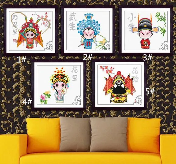 38*38 см макияж для лица Пекинская опера Набор вышивки крестиком мультяшный