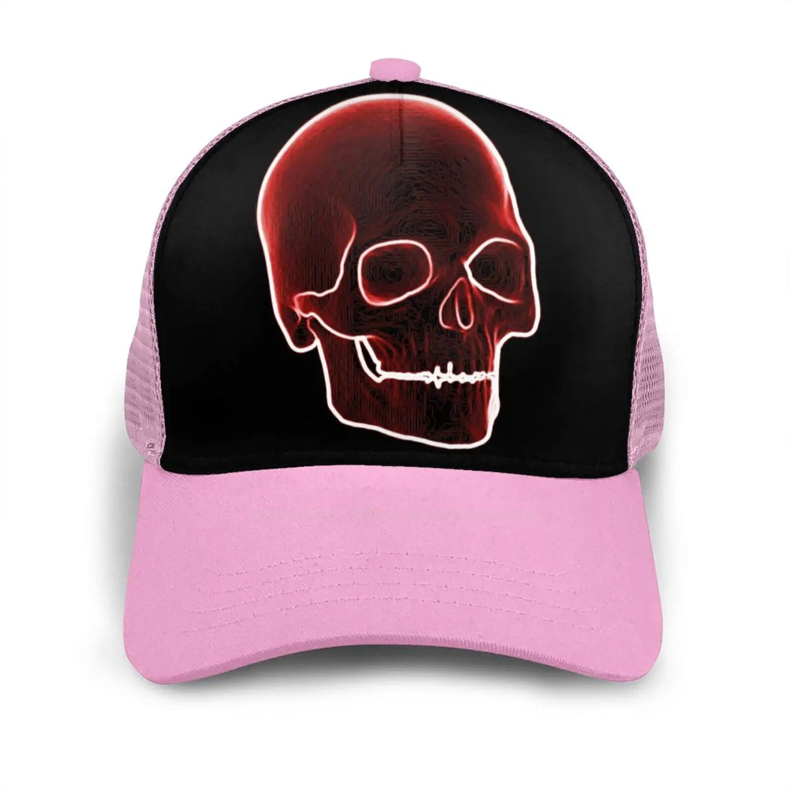 

Red Skull Curved Edge Mesh Baseball Cap Red Skull Red Skull Lines Creepy
