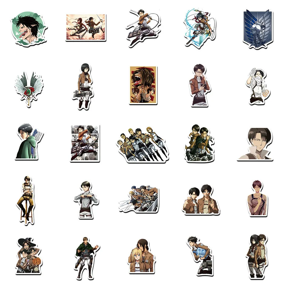 

50Pcs/Set Attack On Titan Anime Stickers Cartoon Sticker For Skateboard Motorcycle ScrapbookDiy Toy Laptop Snowboard Luggage