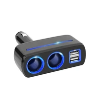 dual port car cigarette lighter socket 2 usb quick charge car charger soft led light car phone charger auto power adapters