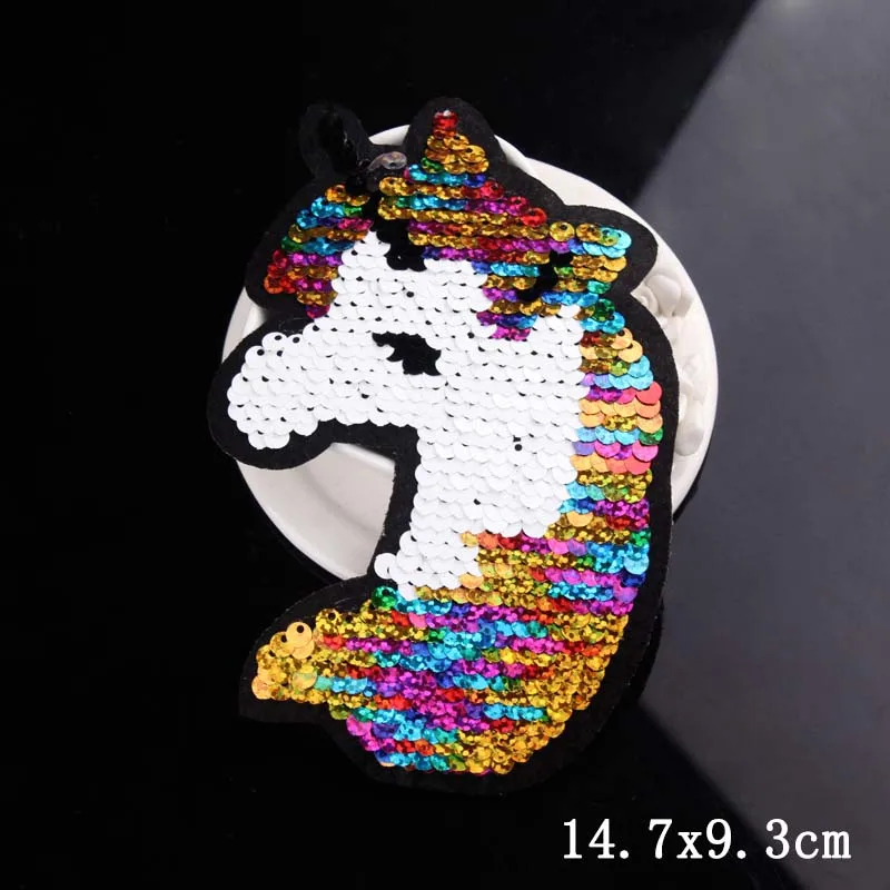 Мультяшные нашивки для одежды нашивка с блестками двусторонняя меняющая цвет на