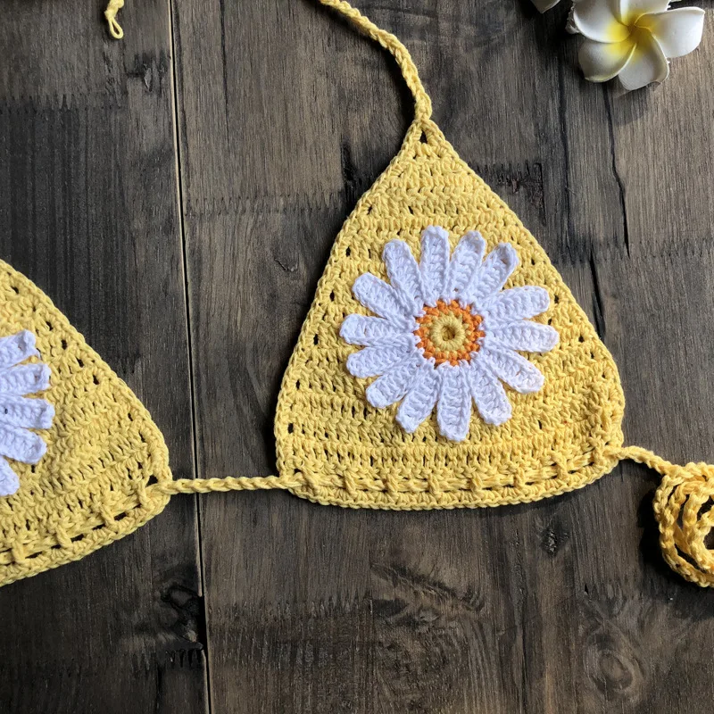 Новое поступление микро бикини ручной работы с цветочным вязанием стринги