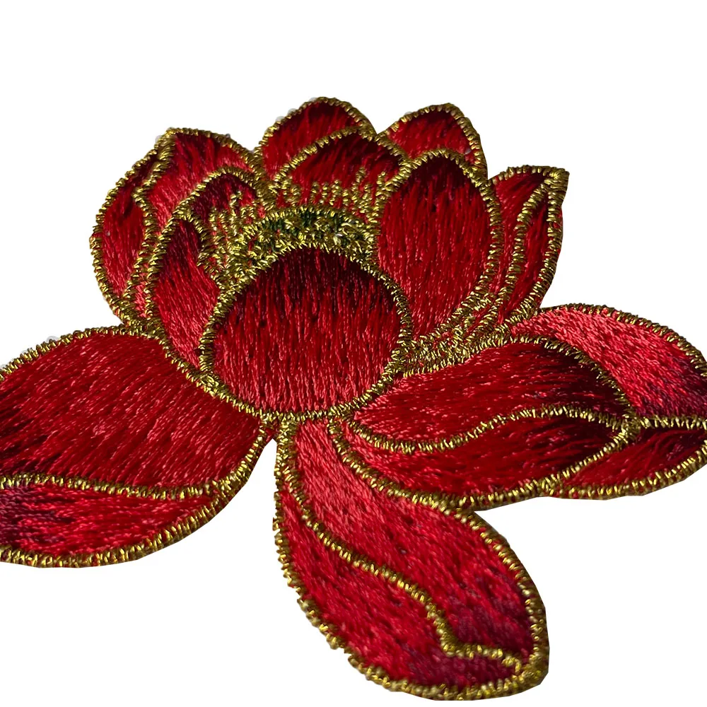 Высококачественная аппликация в виде цветка лотоса нашивка из ткани для