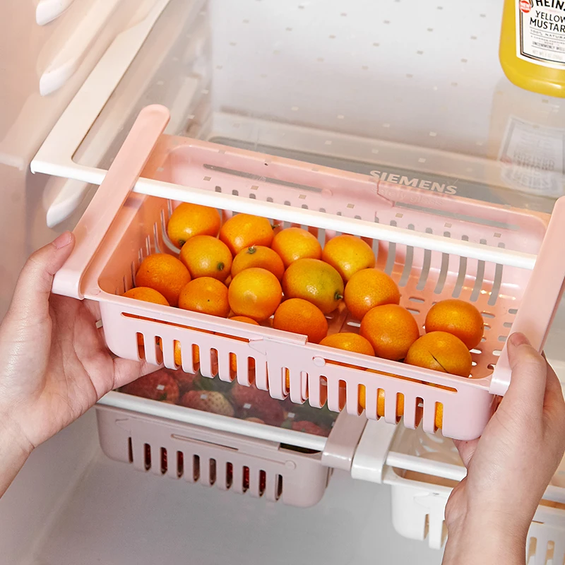 1/2Pcs Kitchen Organizer Stretchable Refrigerator Storage Rack Food Baskets Fridge Container Space Saver Pull-out Drawer | Дом и сад