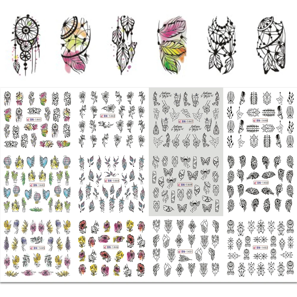 12 шт. в упаковке русские буквы наклейки для ногтей Водные Наклейки украшения