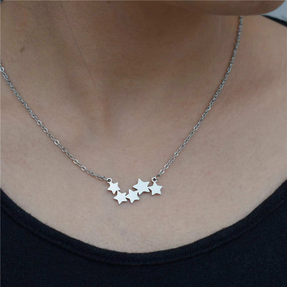 

Lover's Gold Star Pendant Necklace Pentagram Charms Engagement Jewelry Stainless Steel Necklace For Women Girl