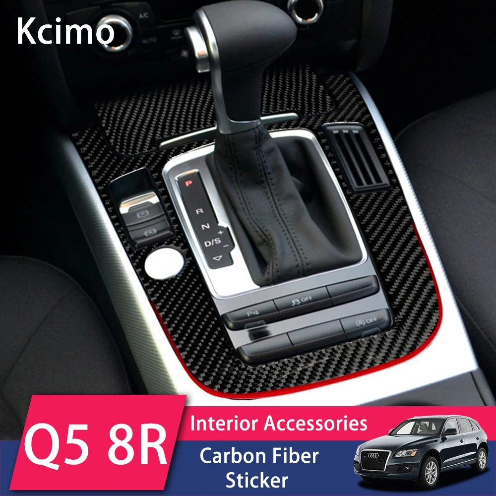 

Carbon Fiber Car Center Control Gear Shift Panel S element Decorative Stickers Trim Cover For Audi A4 A5 Q5 Interior Accessories