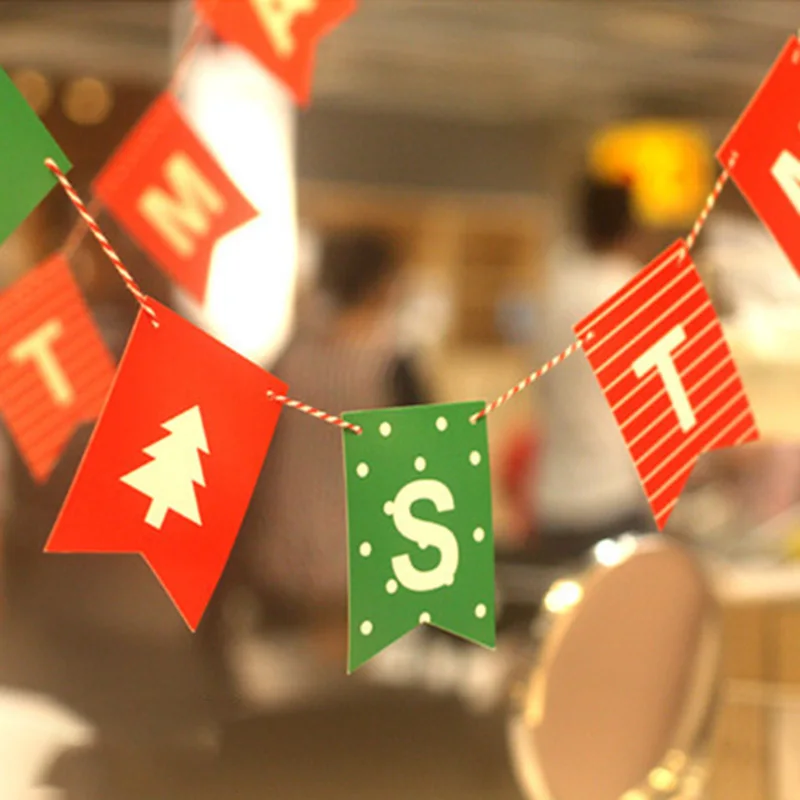 2 Искусственных Рождественских флага бумажный баннер рождественские флаги