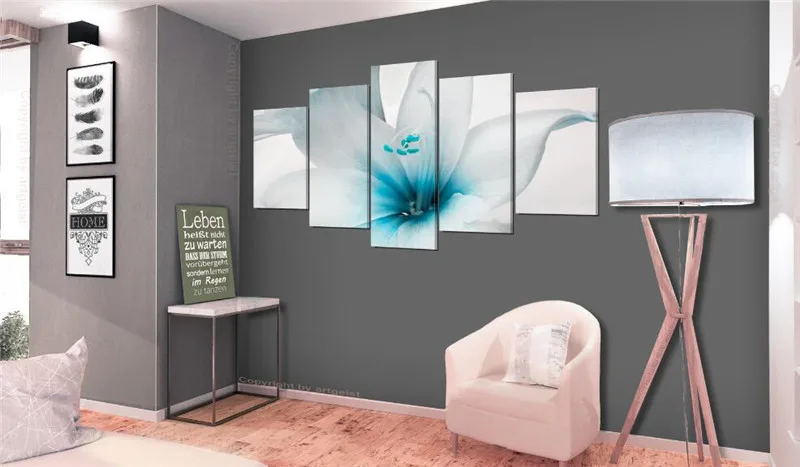

Modular Canvas Prints Painting Wall Art 5 Pieces Lilies Blossom Pictures Colourful Flowers Poster Home Decor Living Room Framed