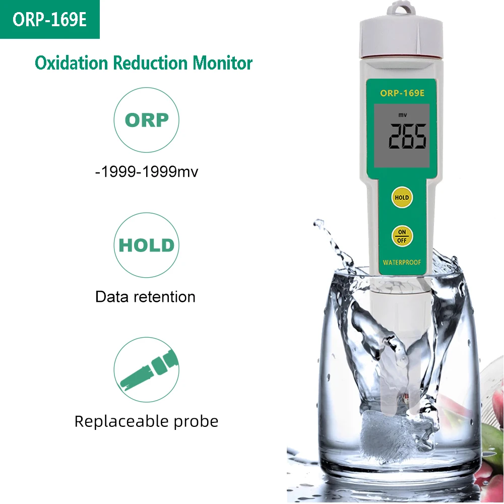 

Digital ORP Meter -1999 ～ 1999mV Oxidation Potential Monitor Water Purity Analyser Water Quality Tester For Aquarium Pool Lab