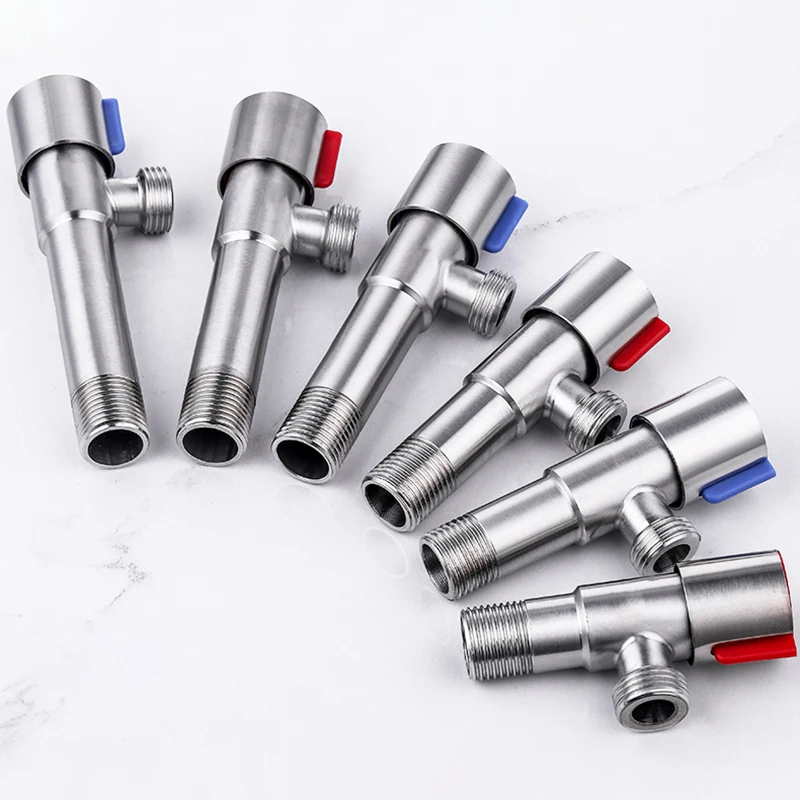 

304 Stainless Steel Angle Valve Lengthened Thicken Triangle Valve Water Heater Hot Cold Water Diverter Toilet Accessories G1/2'