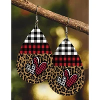 valentine leopard plaid heart earrings for 2022 new fashion